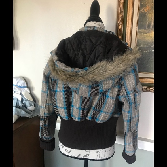 💙 Rare Vintage Y2K  DEB Wool Faux Fur Collar Coat Size M ‼️FINAL SALE - Picture 9 of 12